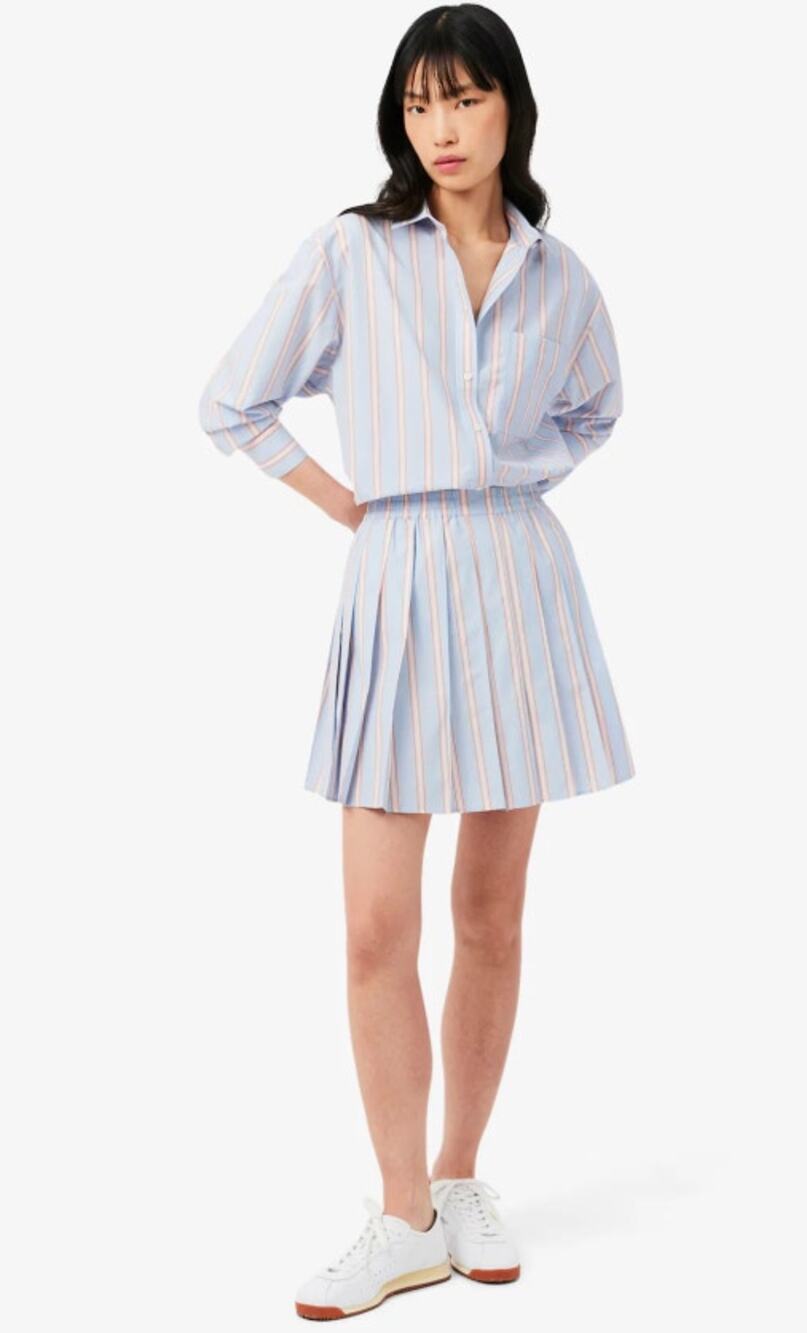 Lacoste Poplin Short Striped Pleated Skirt size 36 US 4